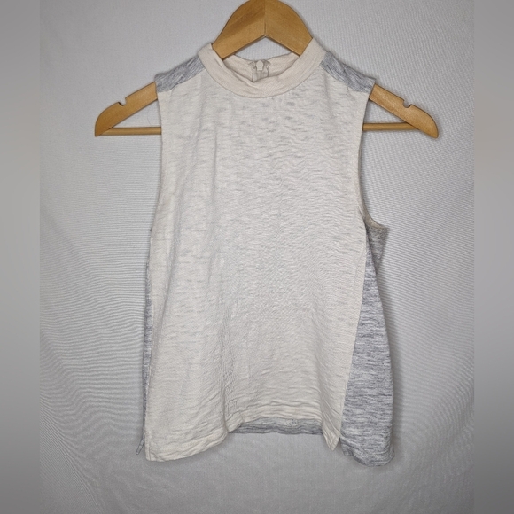 Madewell Ivory Grey Colorblock Sleeveless Mock Neck Tank Sz XS - Picture 1 of 11
